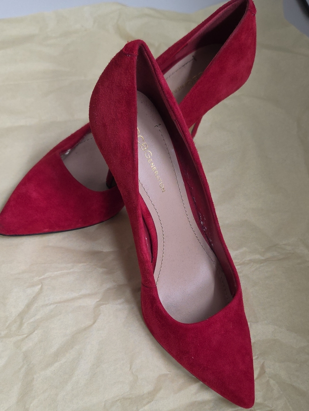 BCBGeneration Red Suede Pointed-Toe Stiletto Pumps